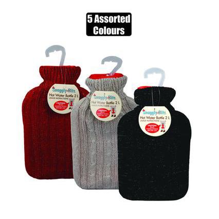 Hot Water Bottle with Knitted Cover 2L