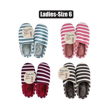 Slip-On Slipper Stripe Size 6 Ladies