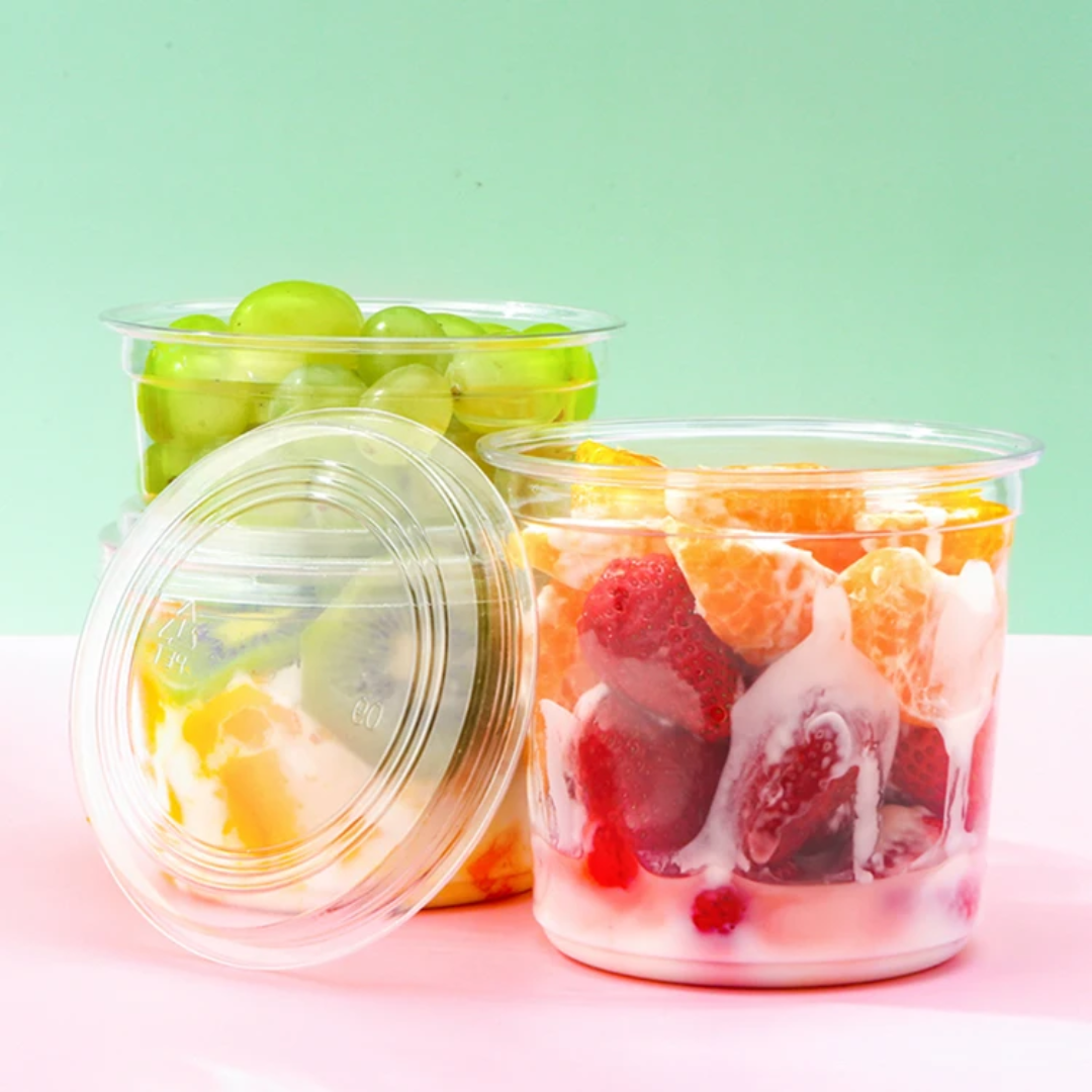 Disposable PP Takeaway Food Round Storage Container - Clear Plastic Reusable Leakproof with Lid 10pack