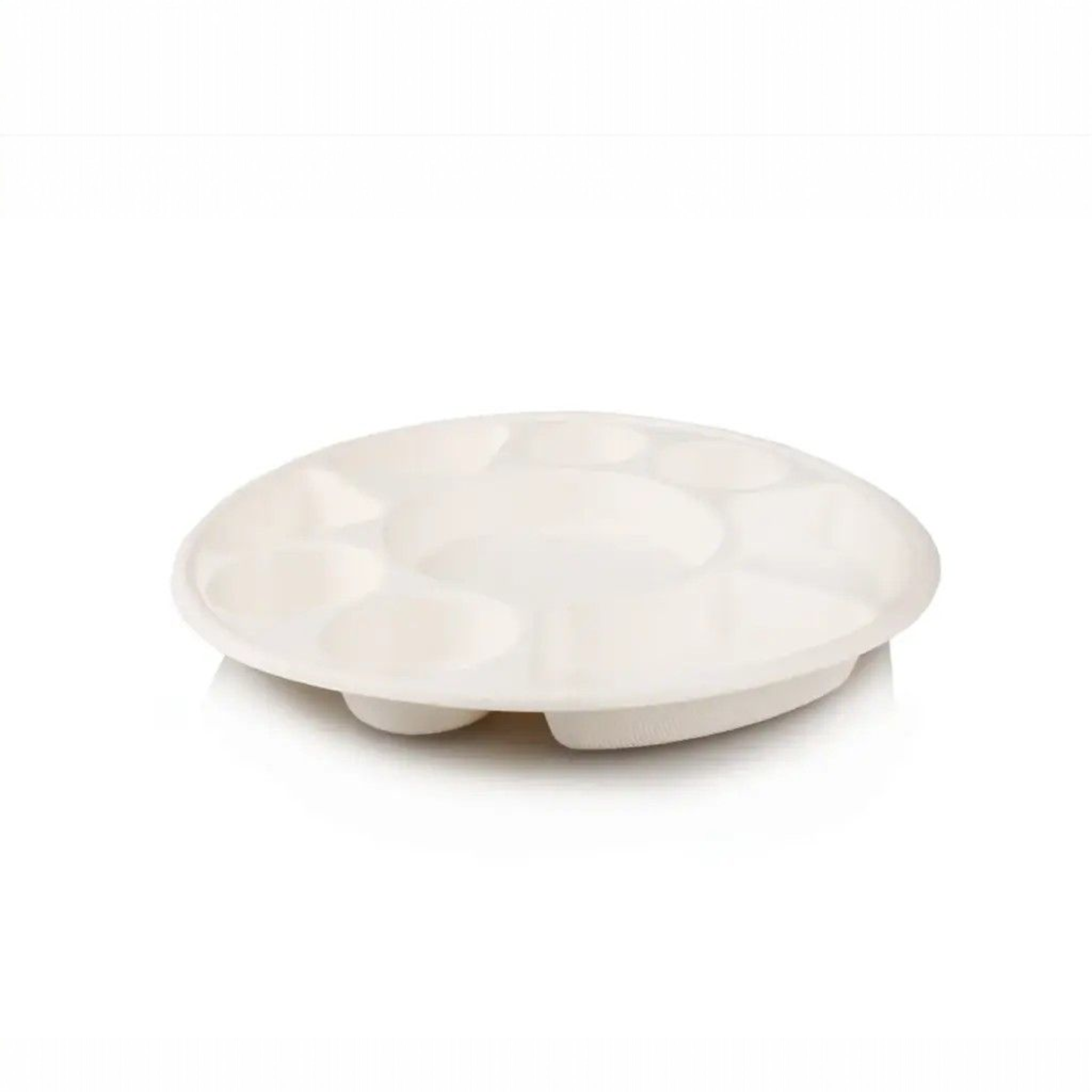 Biodegradable Bagasse Catering Takeaway Serving Plate Deep Round 9-Compartment 10pack 31.5x3.5cm
