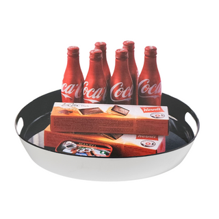 Serving Tray Round 38x5.5cm With Inlet Punch handles