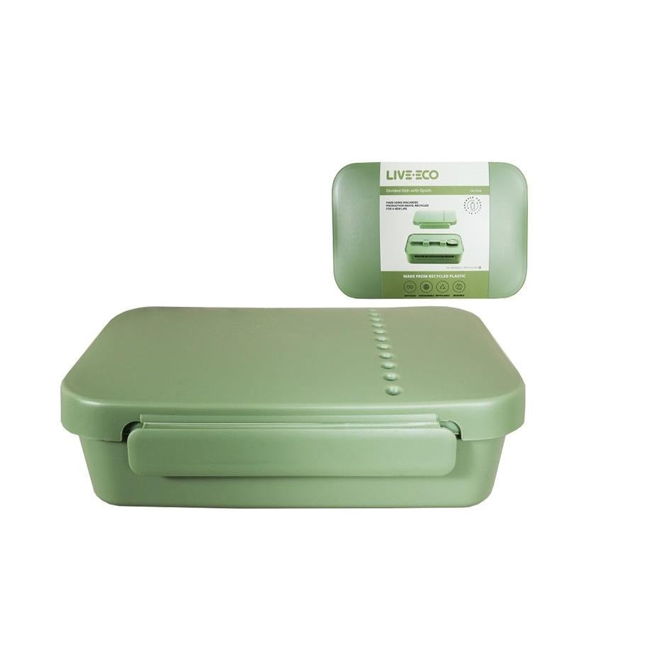 Live Eco Divison Dish with Utensils Green 11828
