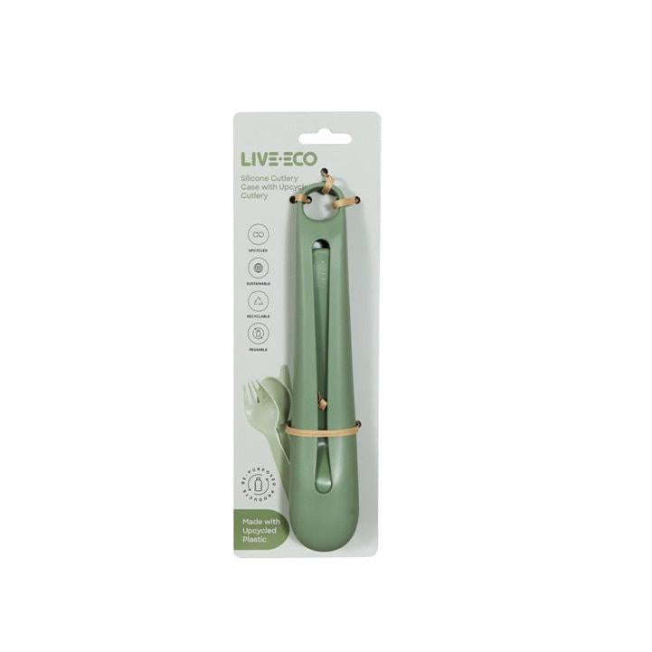Live Eco Recycle Cutlery with Silicone Case Green 11822