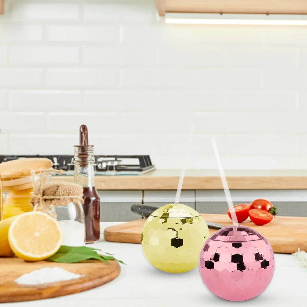 Disco Ball Smoothie Cup 350ml Tumbler with Straw