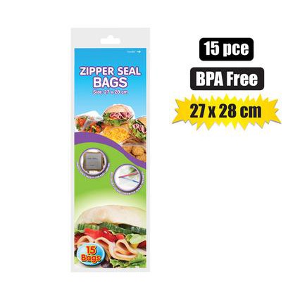 Disposable Zipper Seal Plastic Bags 27x28cm 15pack