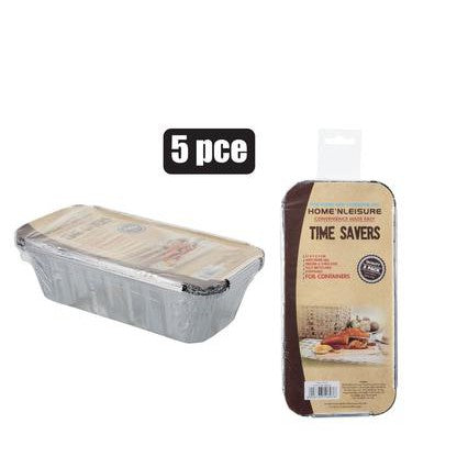 Time Savers Aluminium Foil Baking Container 21x9x5cm 5pack