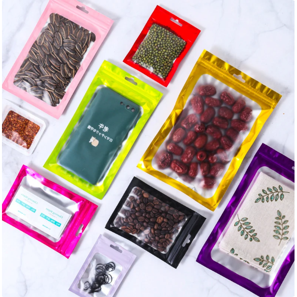 Resealable Mylar Pouch Bags Full Window Display with Euro Loop Punch Hanging Hole 10pack