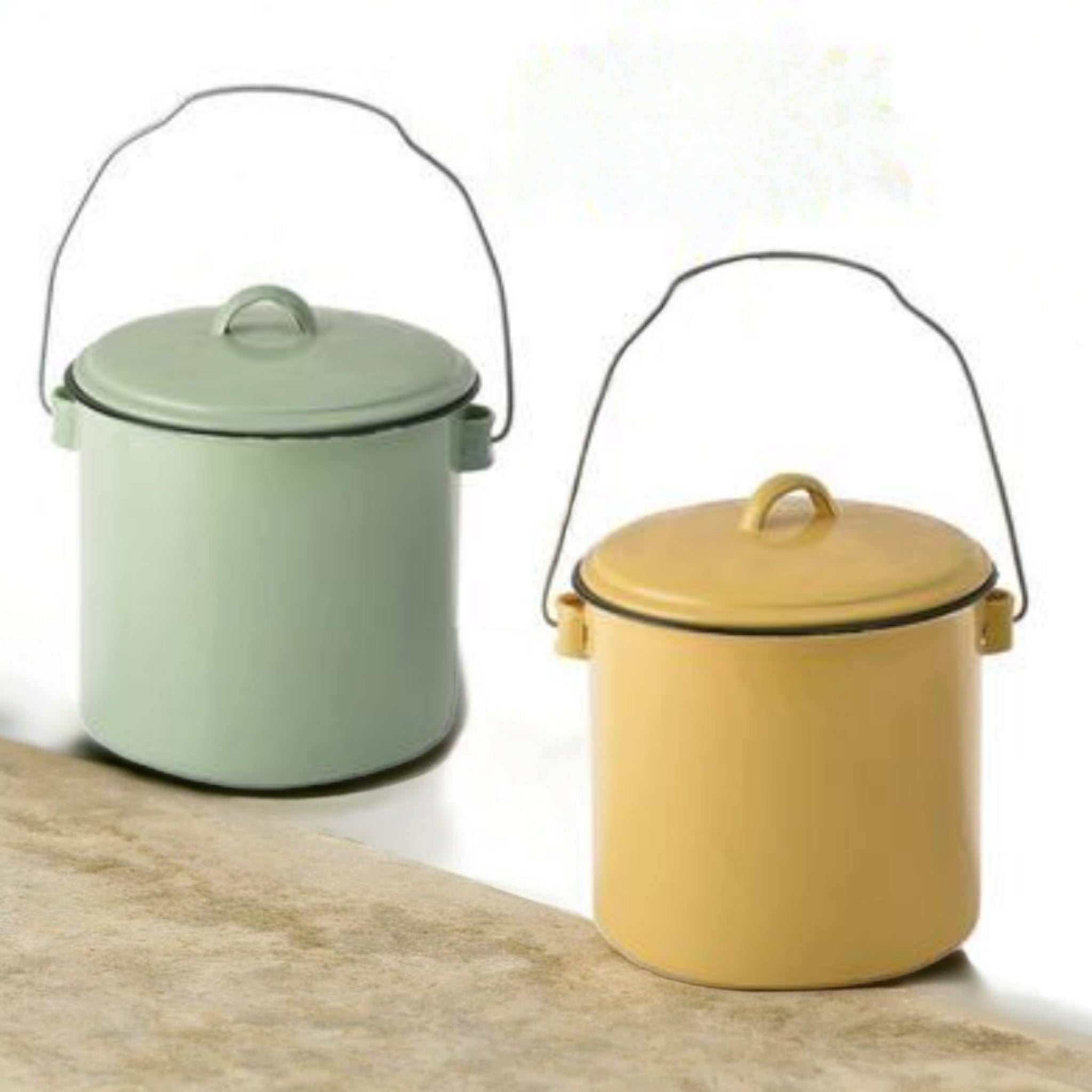 Kango Enamel Billy Can 18cm Food Beverage Carrier with Lid & Handle Harlequin