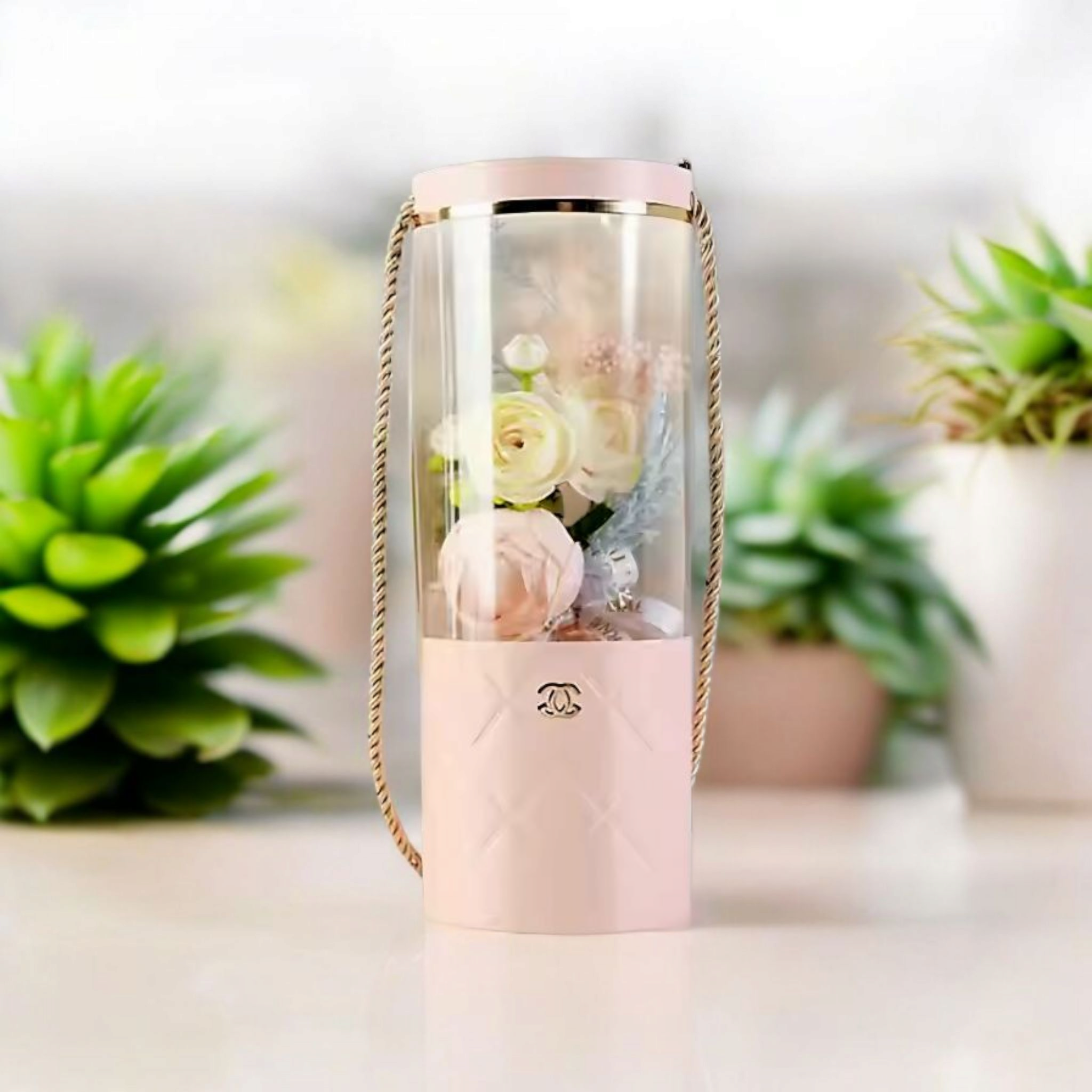 Florist Gift Tube Box with Transparent PVC Window 10x5x27.5cm 1pc