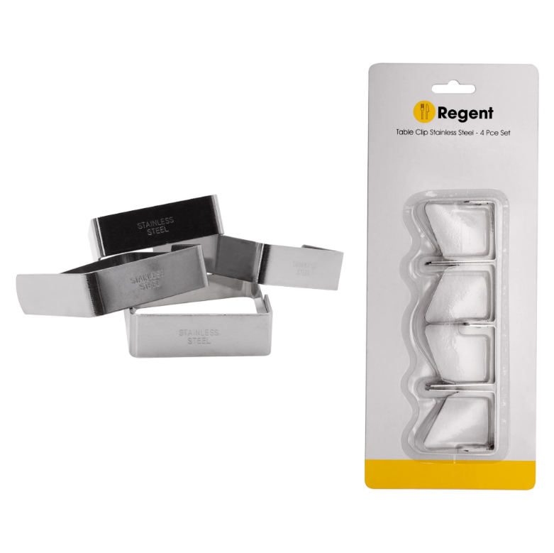 Regent Kitchen Table Cloth Clip Stainless Steel 4pack