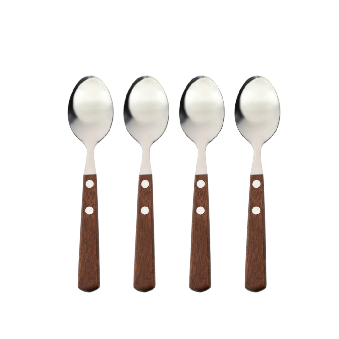 REGENT KITCHEN TEASPOONS WITH WOODEN HANDLES 4PCE SET