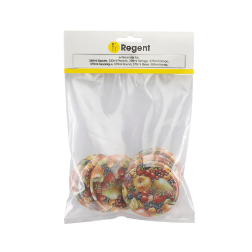 Regent Jar Lids Fruit Decal 6pack 63mm 21575