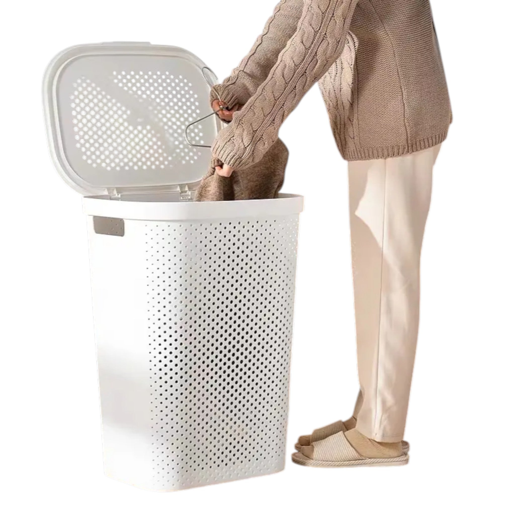 Laundry Basket Bin with Handle & Lid 436