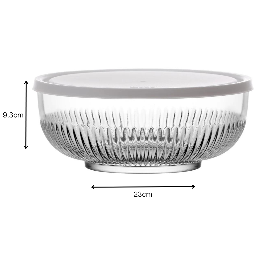 LAV Glass Bowl 2600ml with White Lid SGN2383