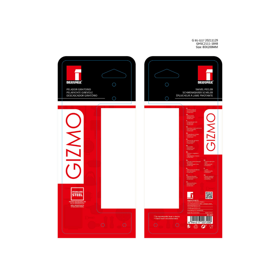 Bergner Peeler Swivel 23cm Stainless Still Gizmo SGN2537