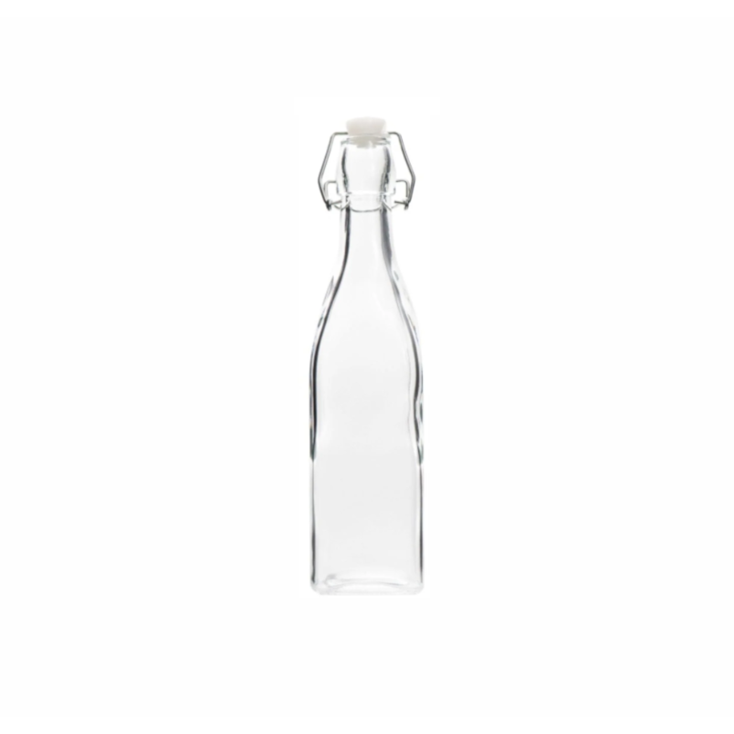 Regent Glass Water Bottle Square with Clip Top Lid 1L 26107