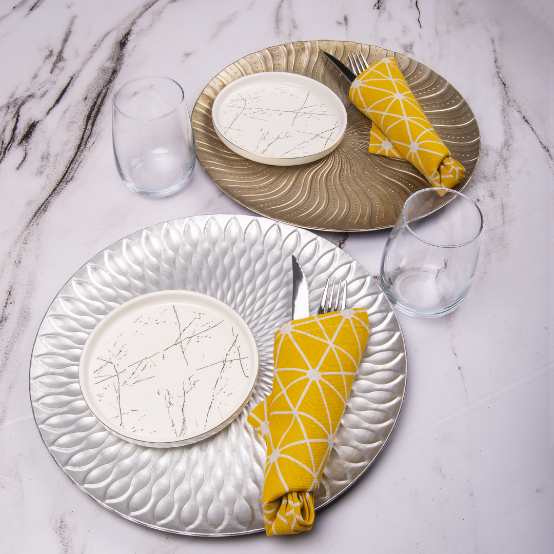 Underplate Round Deep Silver Flowery Design