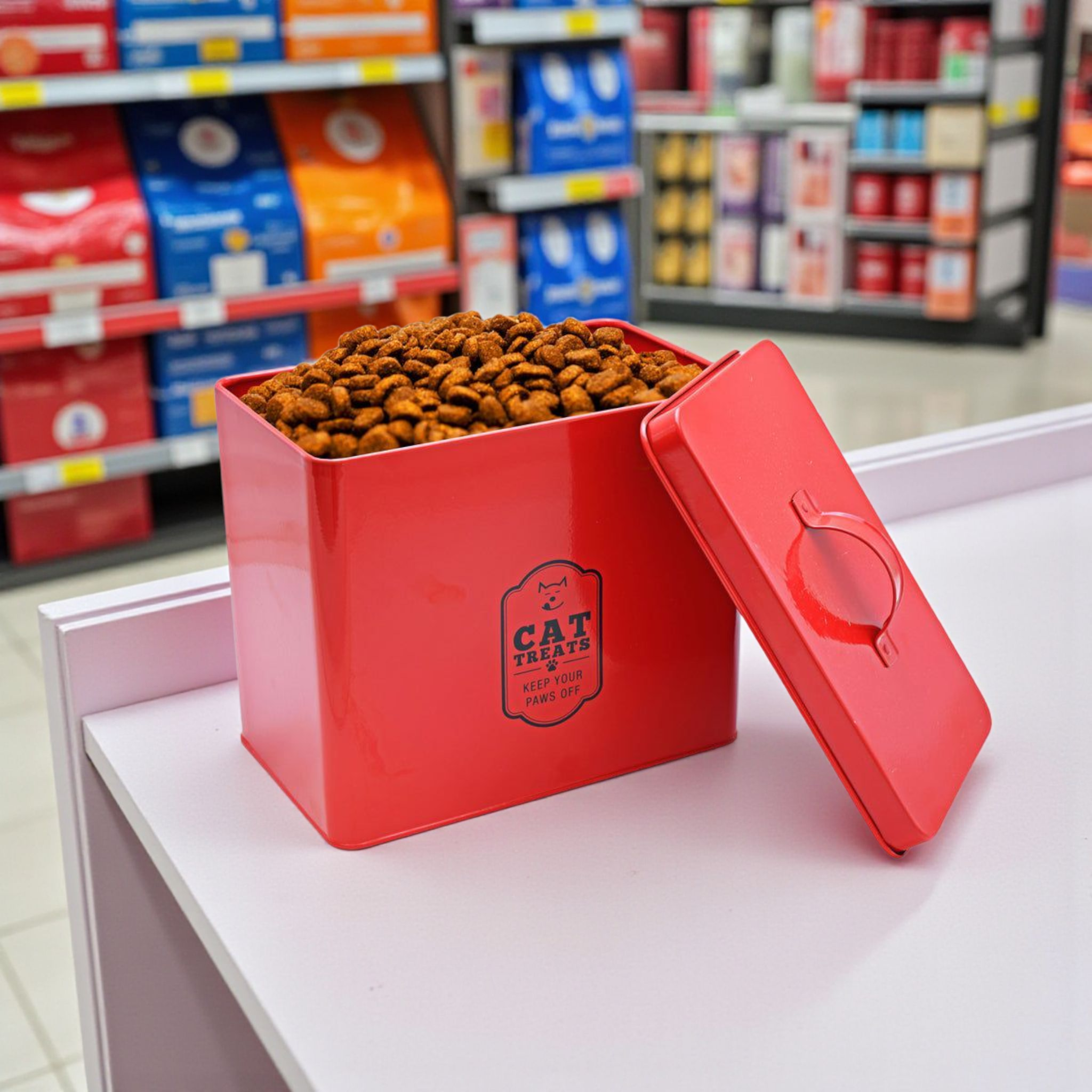 Retro Cat Food Tin Storage Box Red 27807