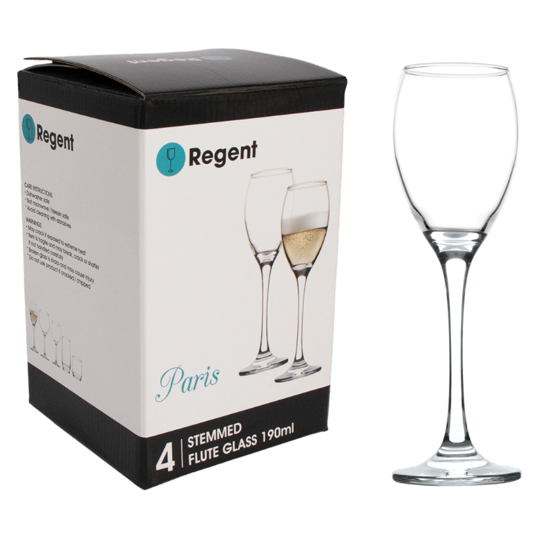 Regent Paris Glass Tumbler 190ml Stemmed Fluted 4pack