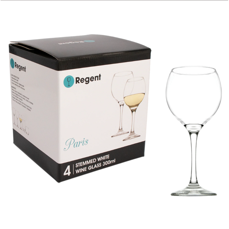 Regent Paris Stemmed Glass Tumbler 300ml White WIne 4pack