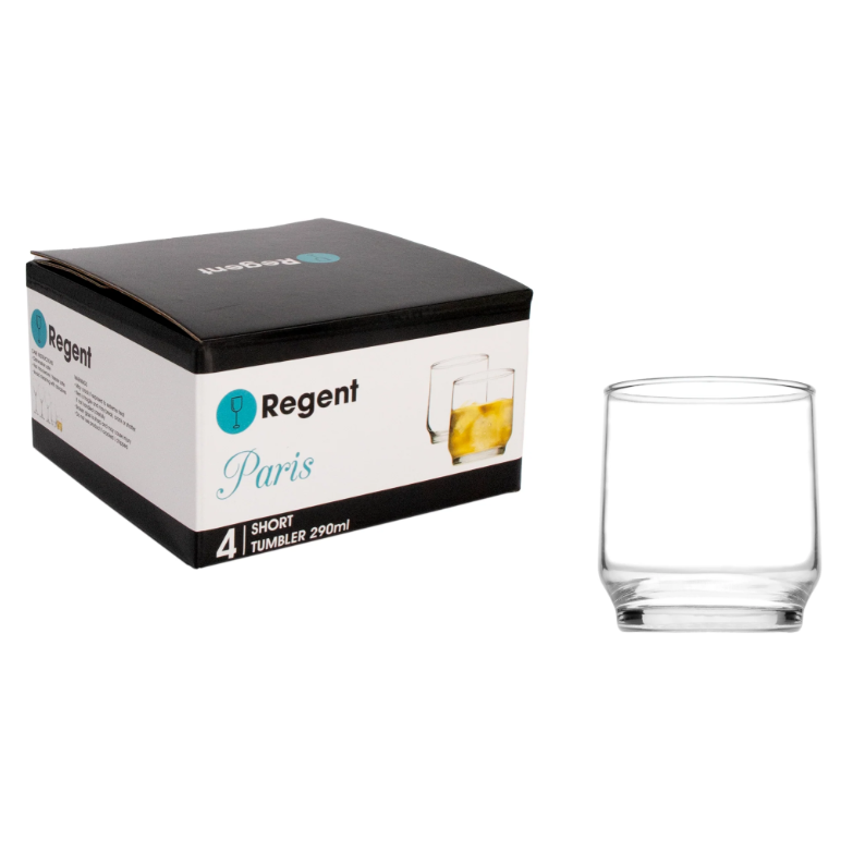 Regent Paris Short Glass Tumbler 290ml Whiskey 4pack