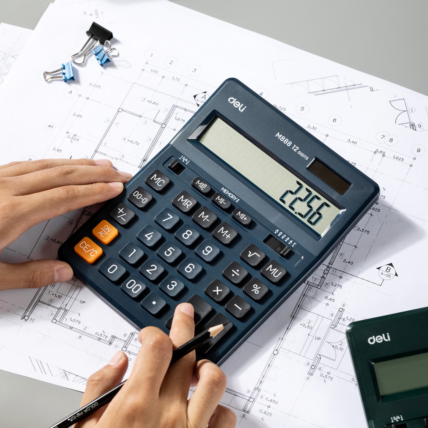 Deli Dual Memory Desktop Calculator 12-Digit Large Display