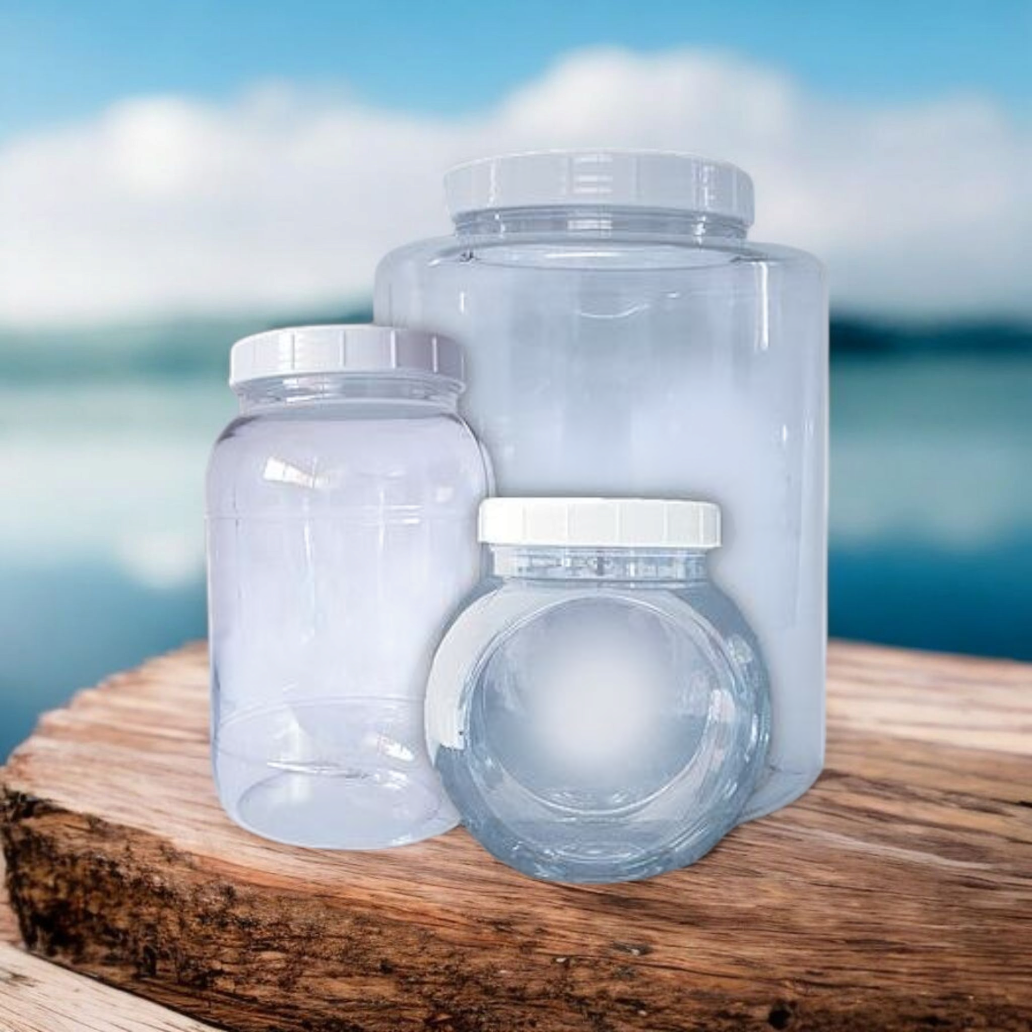 2kg PET Plastic Storage Jar Round Clear 2L
