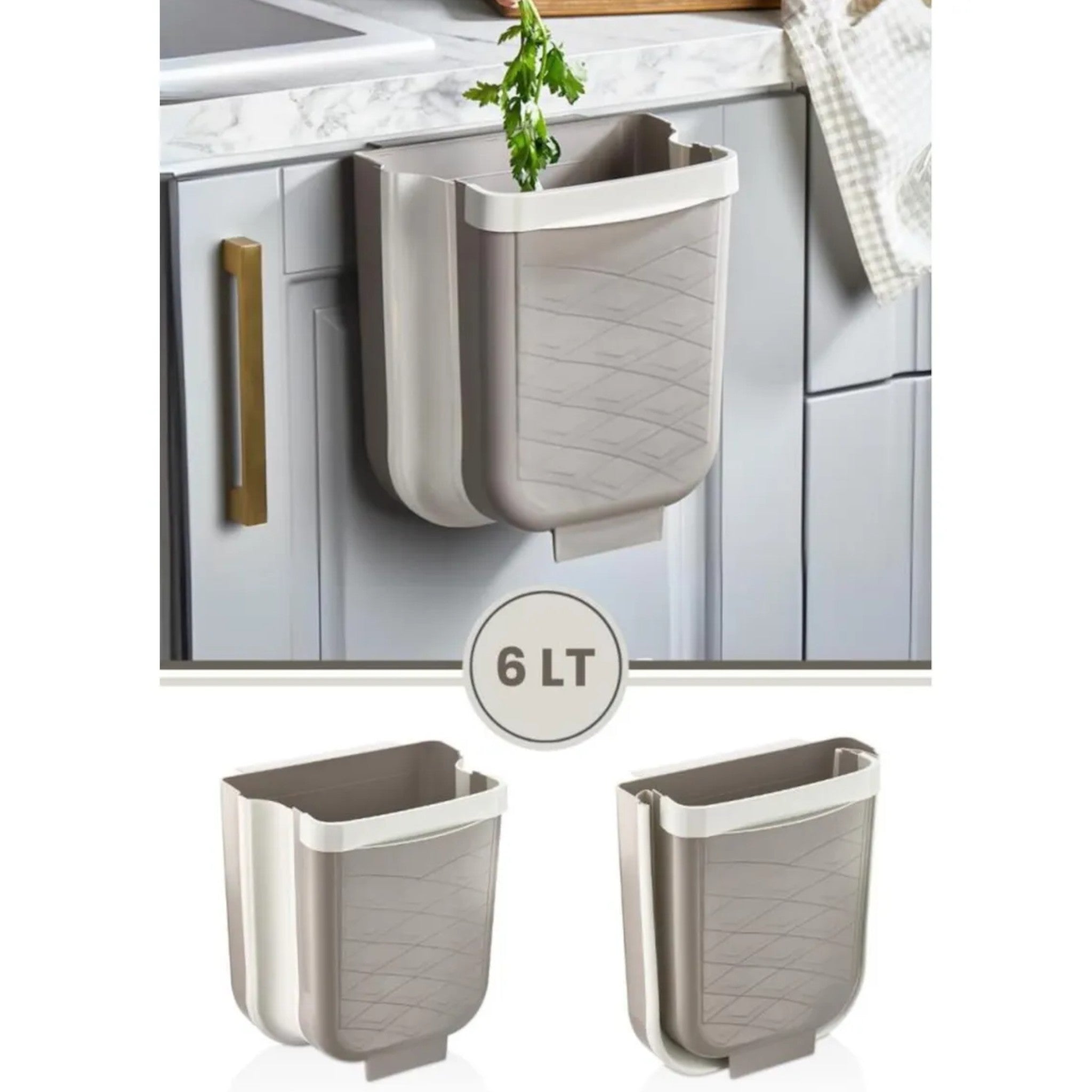 Collapsible Hanging Kitchen Waste Dustbin 6L