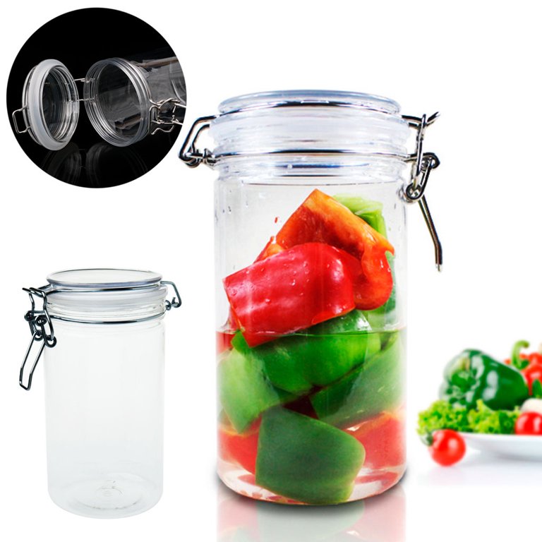 Airtight Plastic Preserve Jar Container with Clip Clamp Lid