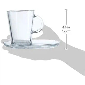 Pasabahce Tribecca Café Latte Mug 400ml with Plate 2pc Set 23581