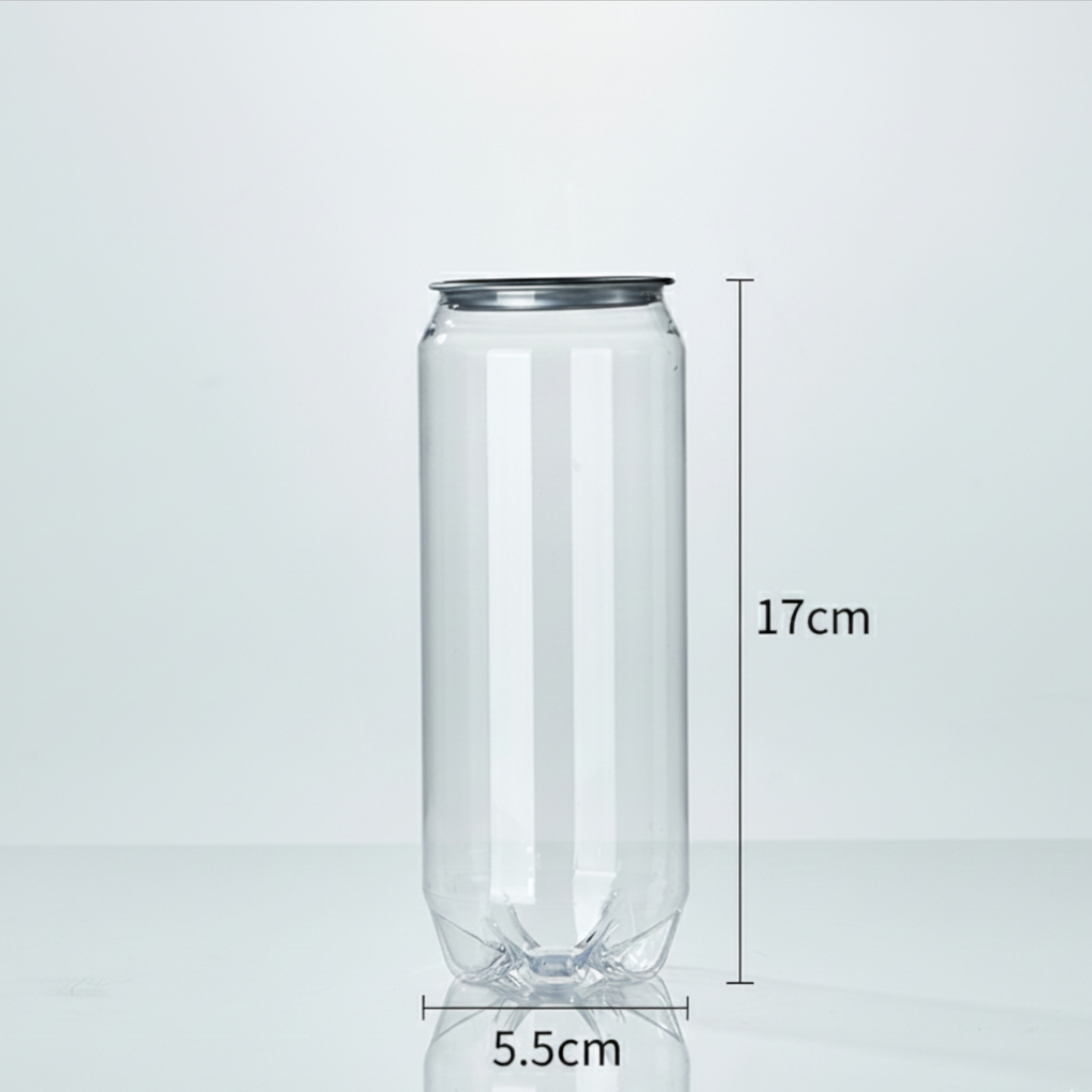 550ml Five-Cornered Bottom Food Grade Plastic Drinking Clear Can with Aluminium Pull Tab Lid