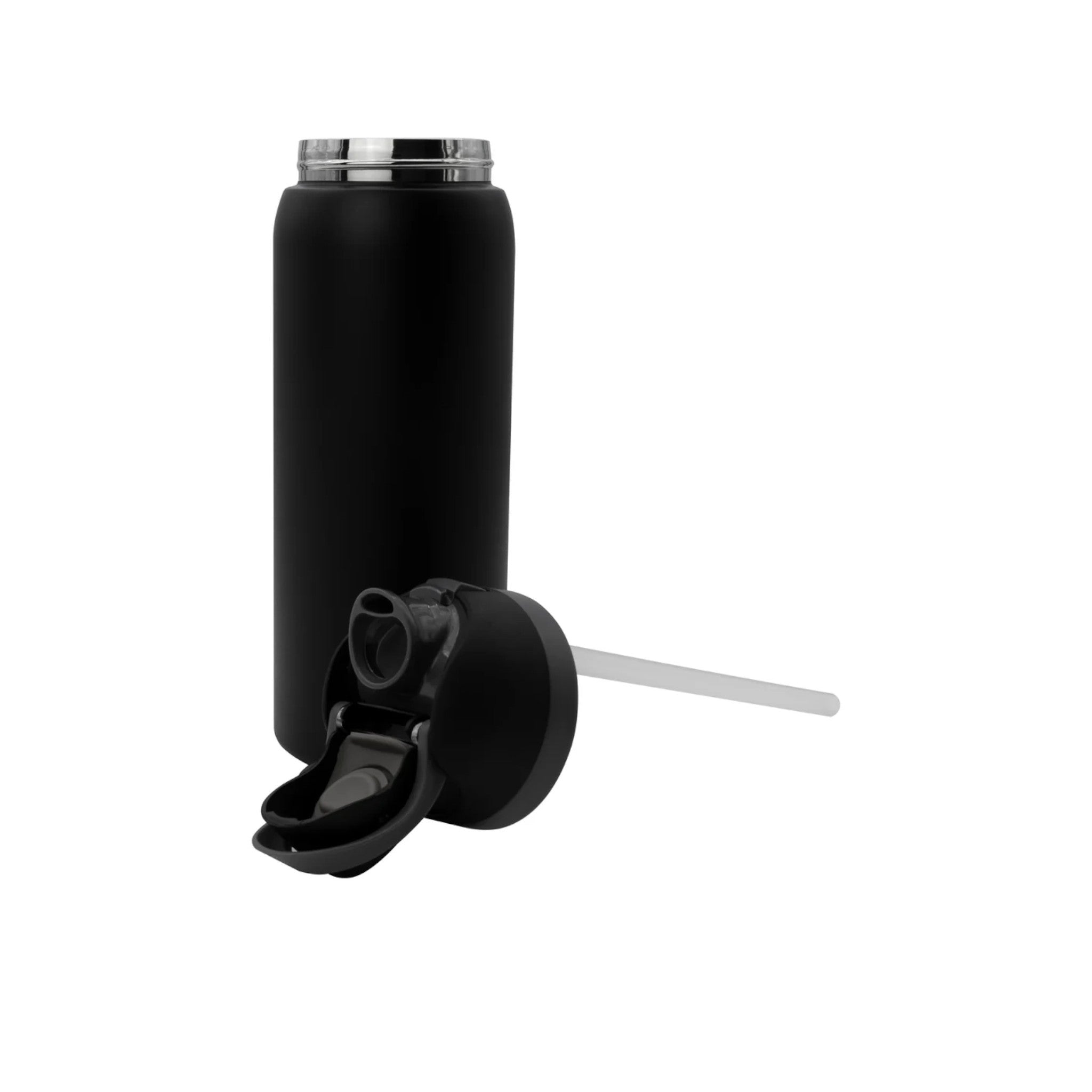 Regent Travel Vacuum Flask 960ml Black Stainless Steel with Sip Straw