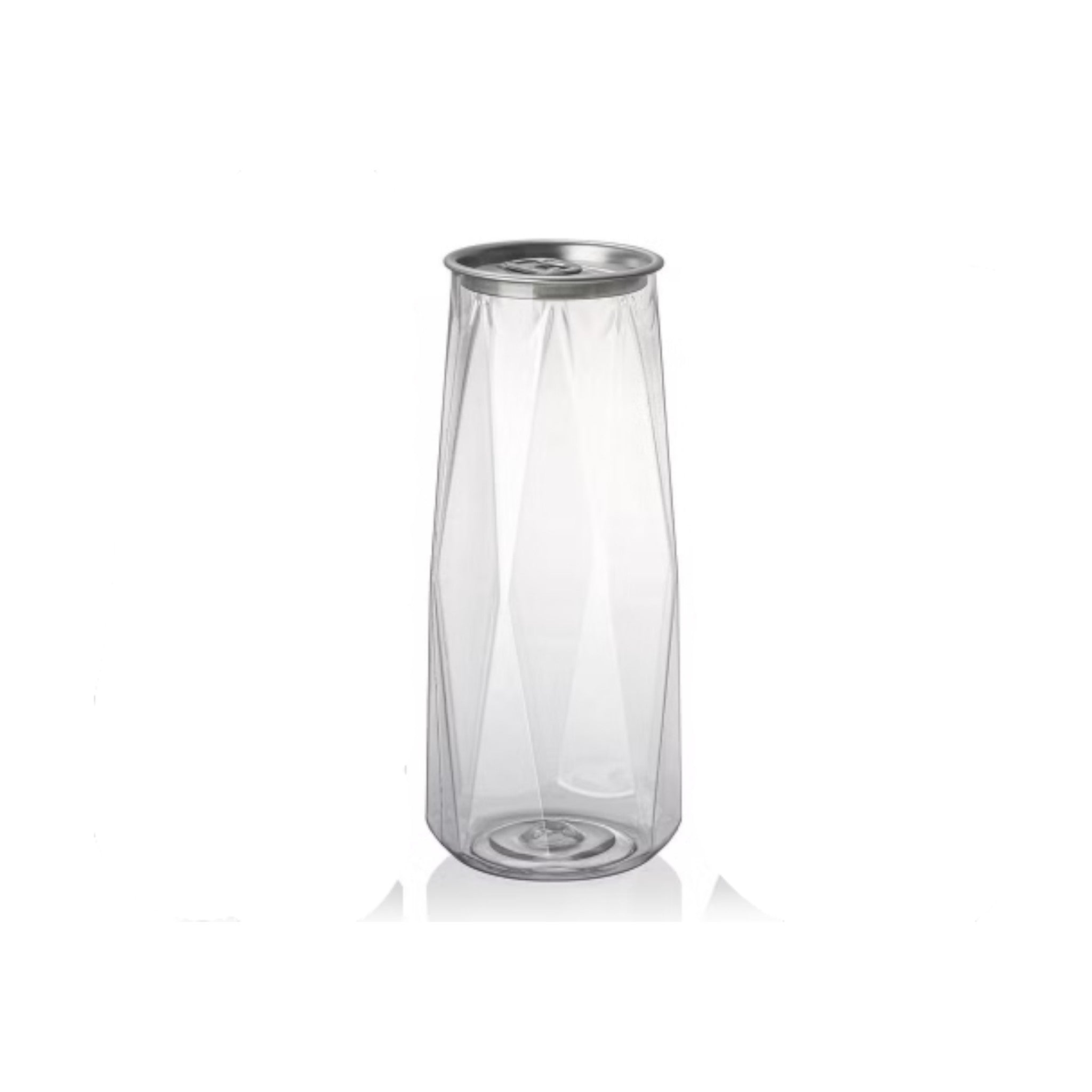 550ml Diamond Shaped Food Grade Plastic Drinking Clear Can with Aluminium Pull Tab Lid