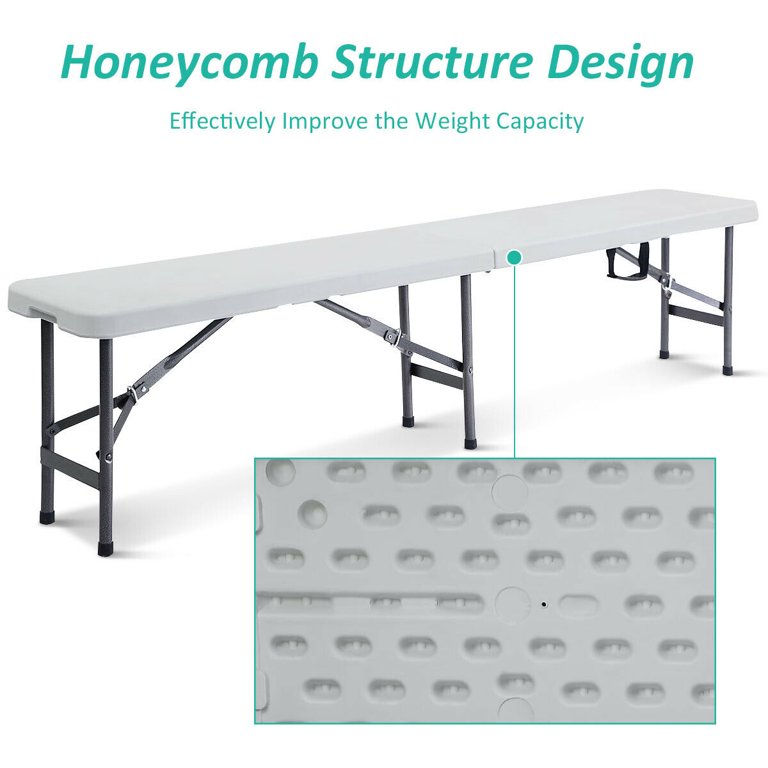 1.8m Folding Trestle Plastic Bench 6ft Wood Grain Finish