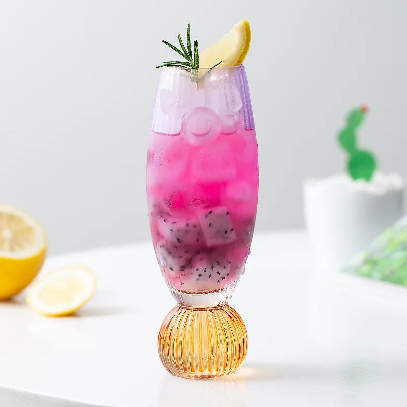 Pasabache Cocktail Ribbed Fluted Glass Goblet Tumbler 208ml Creative Design 6pack