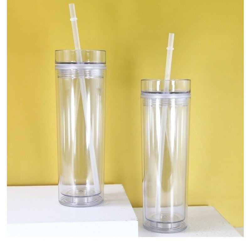 473ml Skinny Drinking Tumbler Acrylic Reusable with Lid and Straw