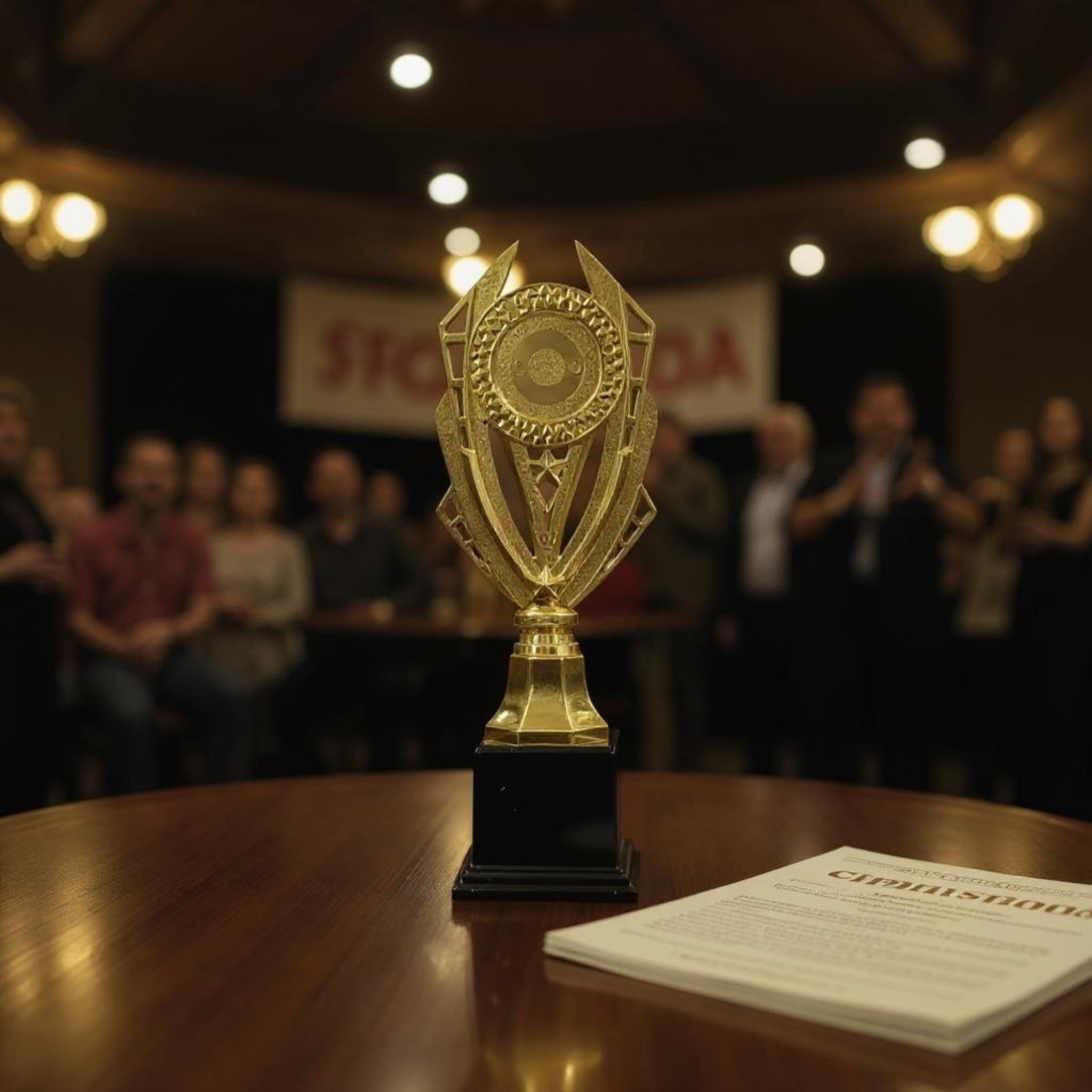 Gold Plastic Olympia Trophy Cup with Black Base 26cm