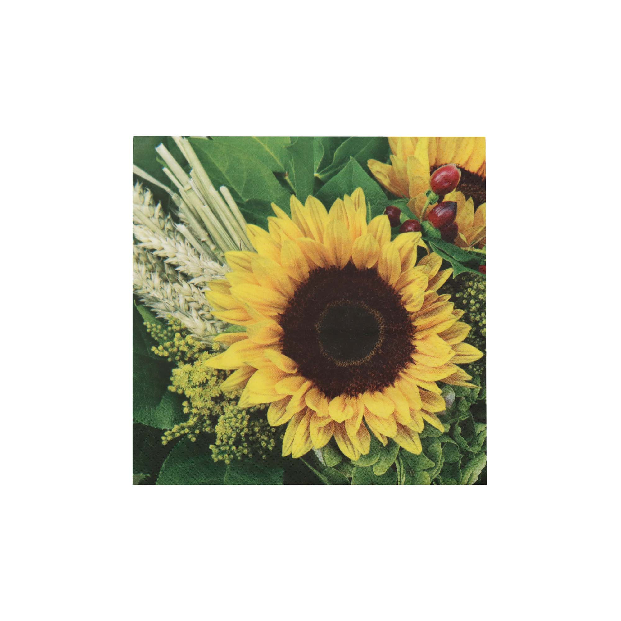 Luncheon Table Paper Serviettes 3ply 33x33cm Sunflower 20Pack