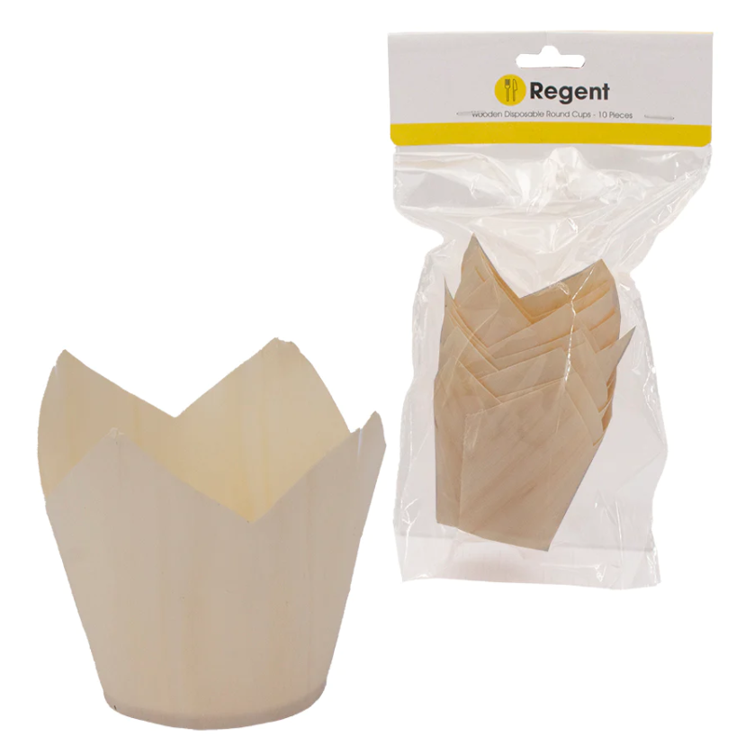 Regent Disposable Wooden Round Cups 70x70mm 10pack