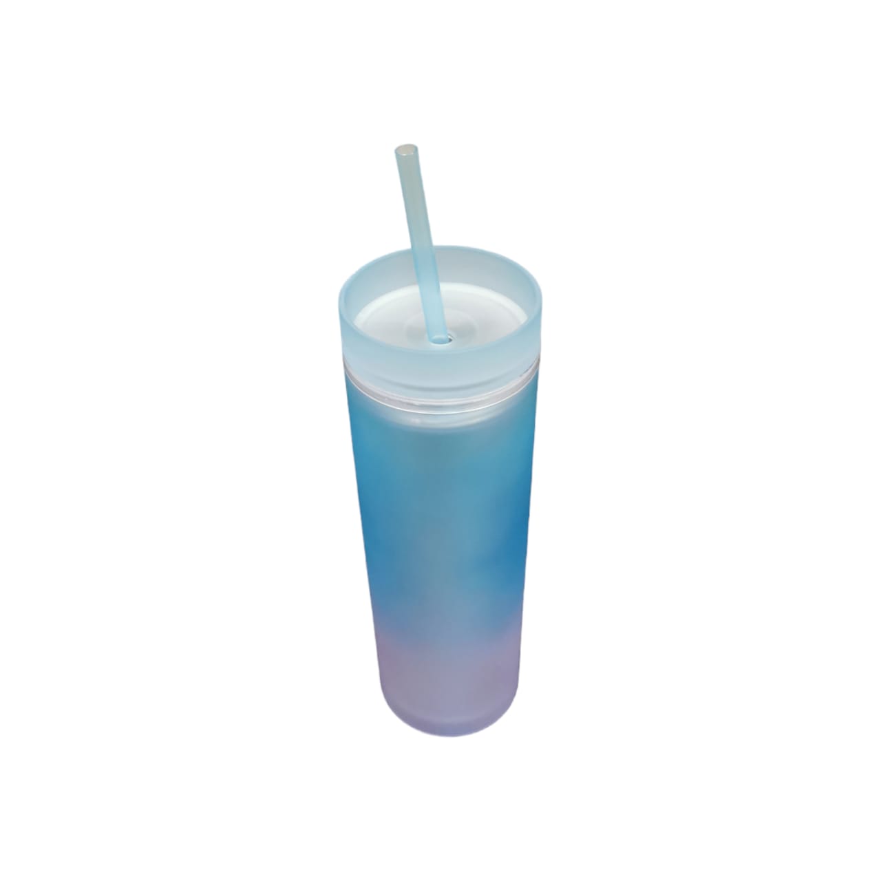 Skinny Drinking Tumbler 473ml Rainbow Gradient Frosted Acrylic Reusable with Lid & Straw