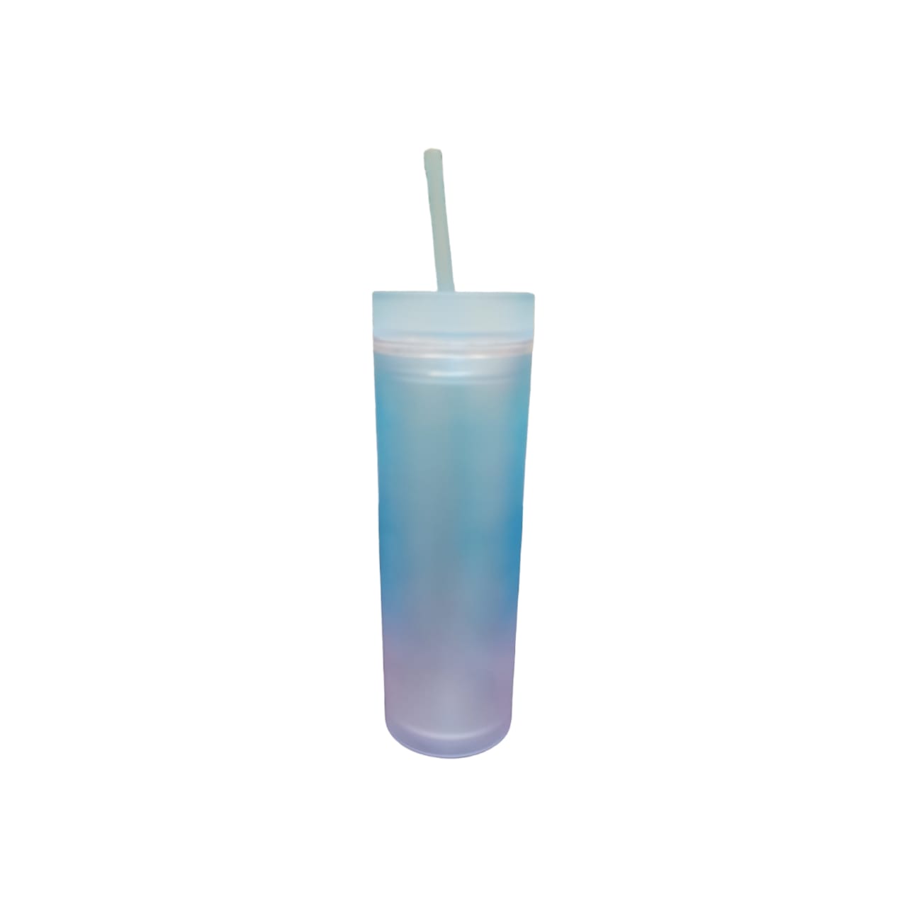 Skinny Drinking Tumbler 473ml Rainbow Gradient Frosted Acrylic Reusable with Lid & Straw