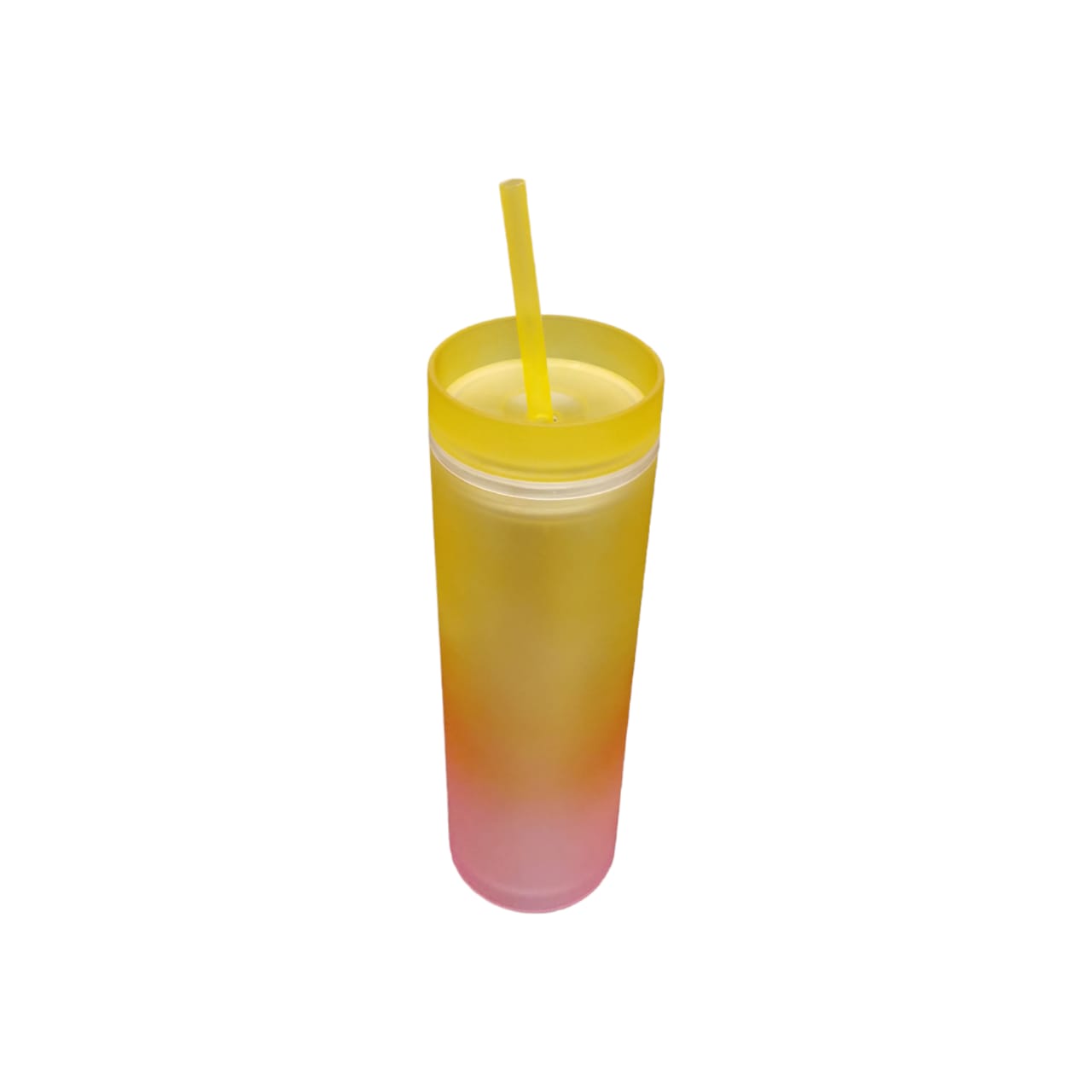Skinny Drinking Tumbler 473ml Rainbow Gradient Frosted Acrylic Reusable with Lid & Straw