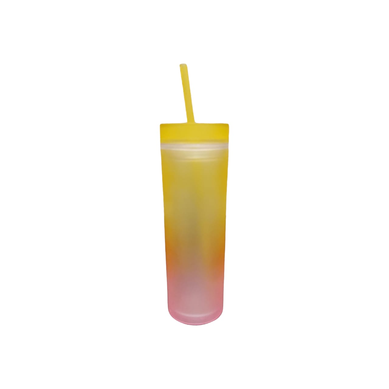 Skinny Drinking Tumbler 473ml Rainbow Gradient Frosted Acrylic Reusable with Lid & Straw