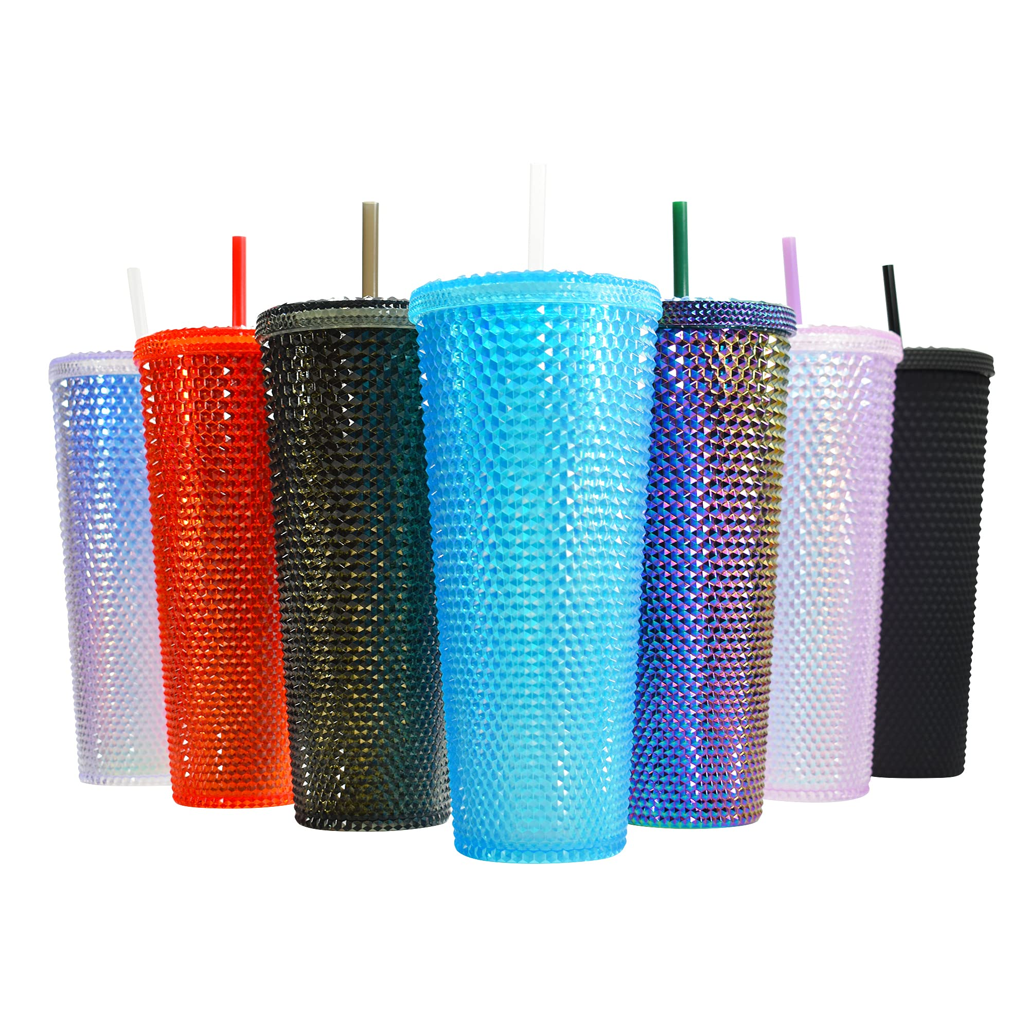 Studded Drinking Tumblers 720ml Smoothie Glitter Cup & Straw