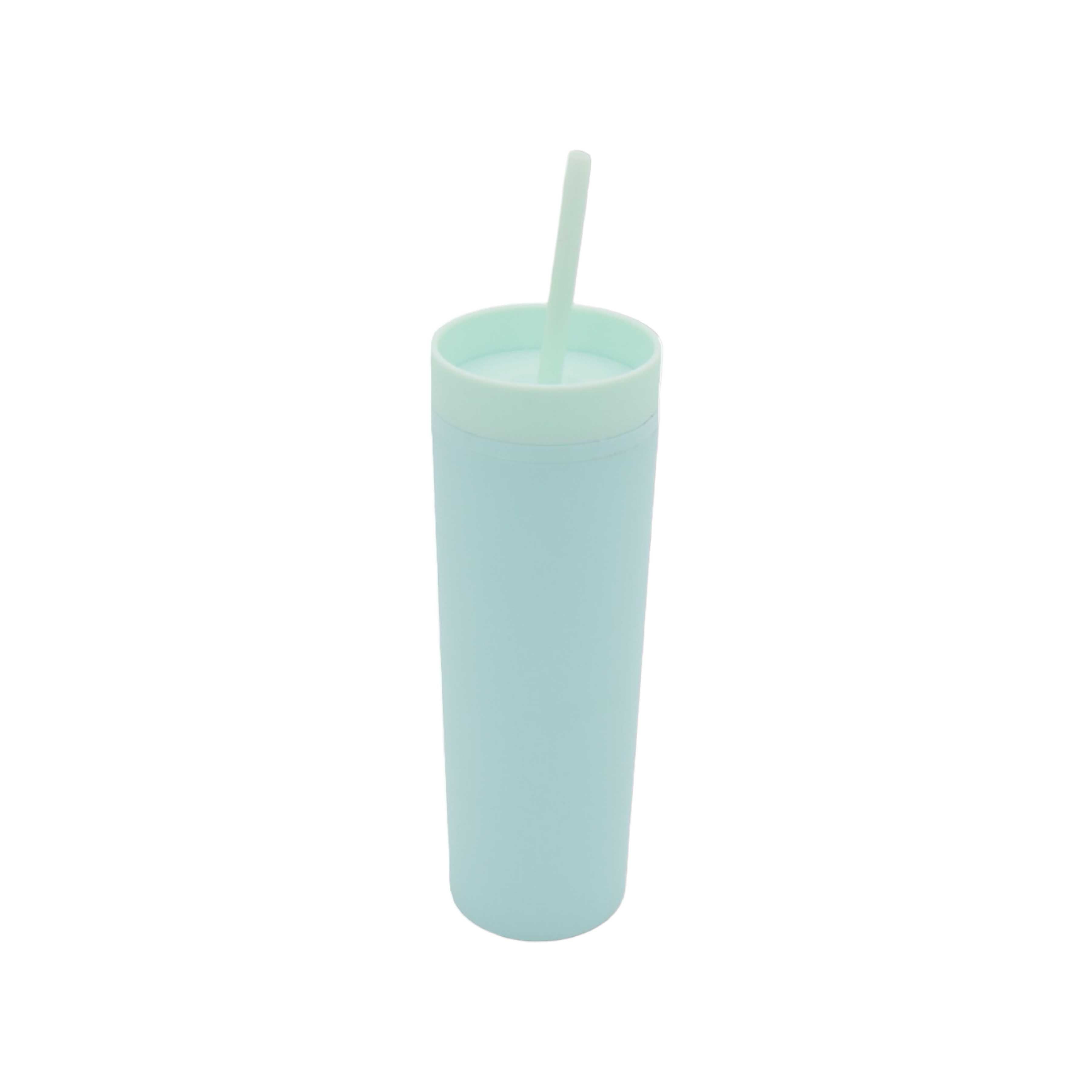 473ml Skinny Drinking Tumbler Acrylic Reusable with Lid and Straw