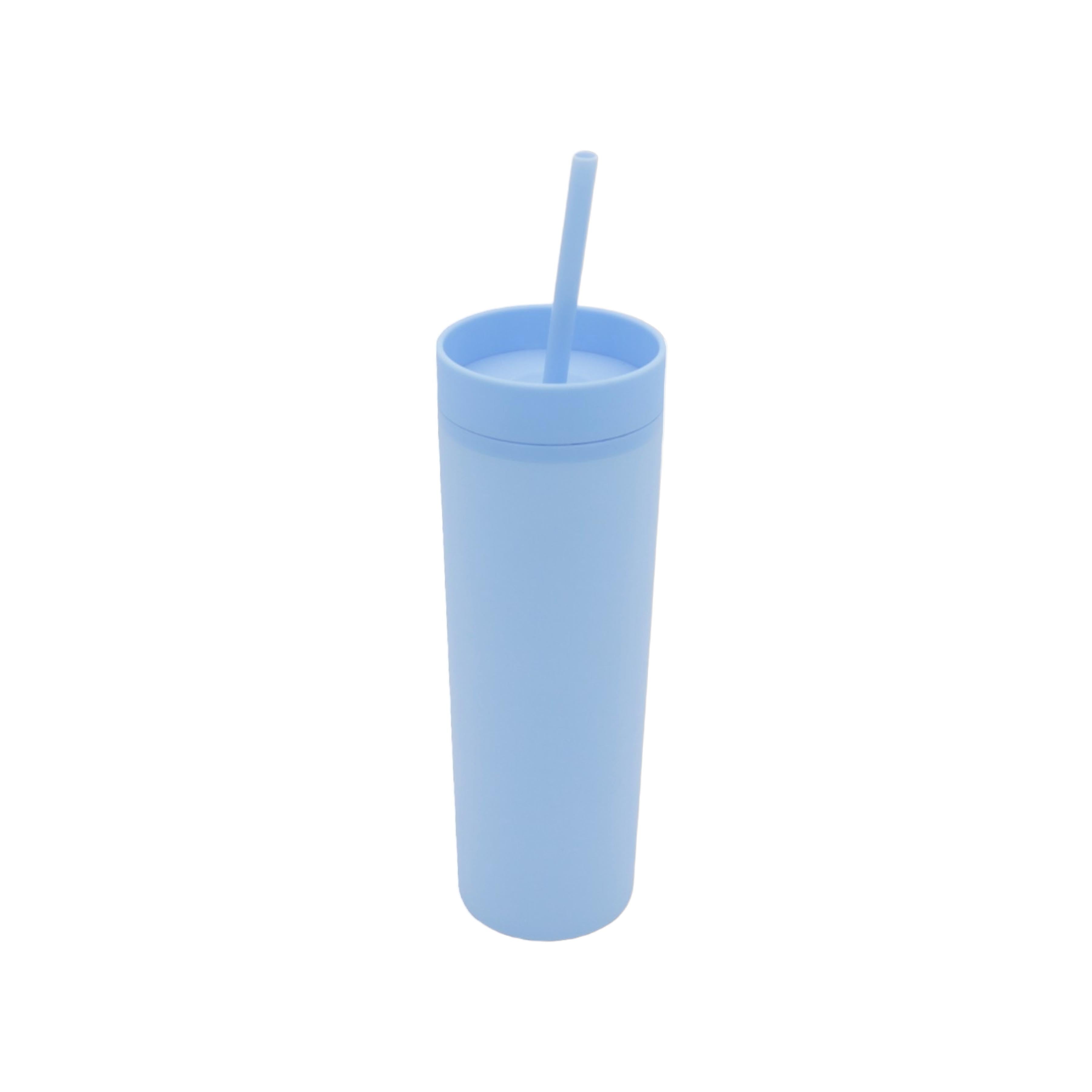 473ml Skinny Drinking Tumbler Acrylic Reusable with Lid and Straw