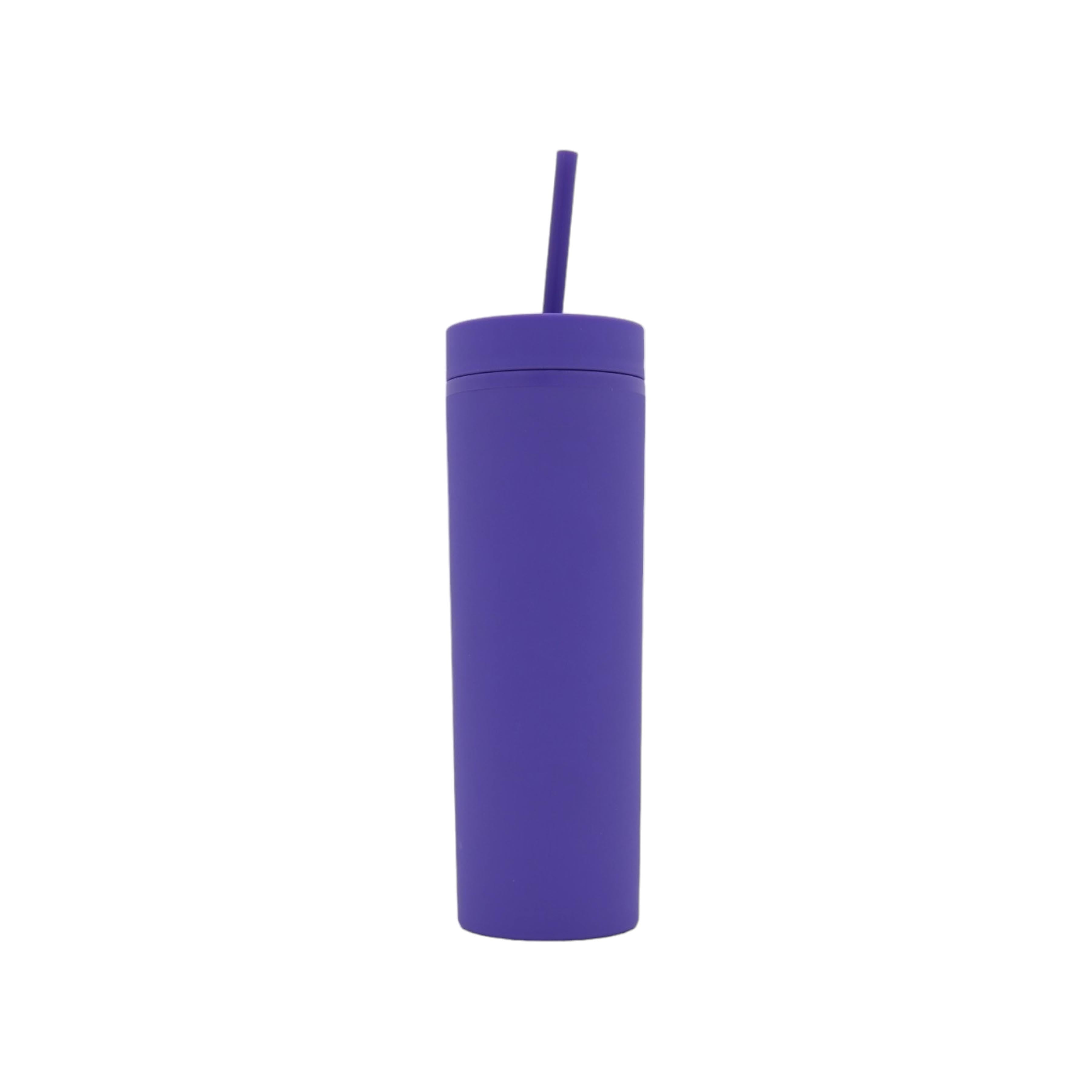 473ml Skinny Drinking Tumbler Acrylic Reusable with Lid and Straw