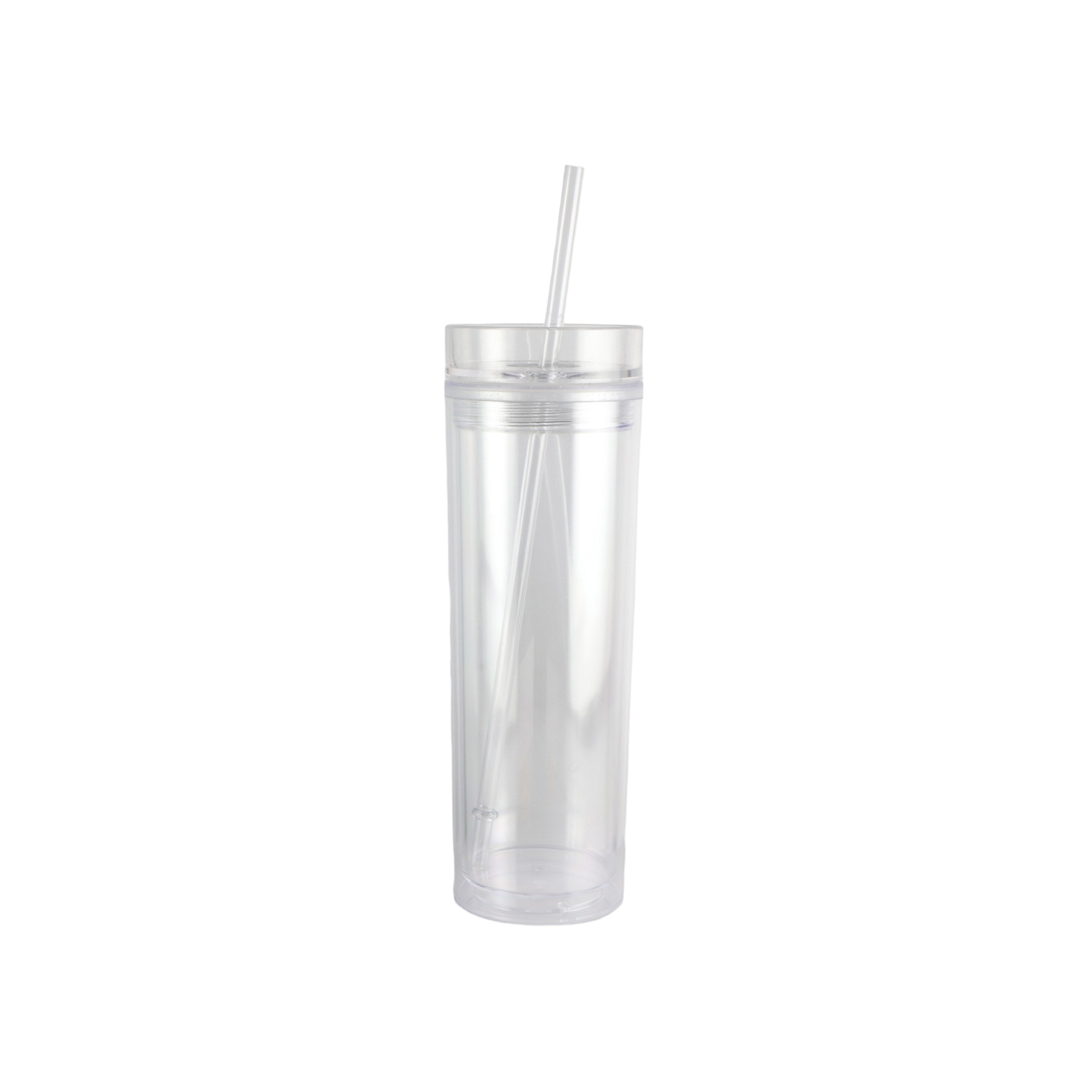 473ml Skinny Drinking Tumbler Acrylic Reusable with Lid and Straw