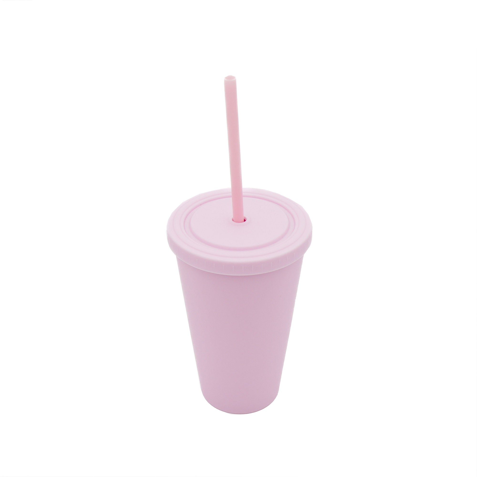 Acrylic Drinking Tumbler 450ml Pastel Colored Matte Finish Cup & Straw