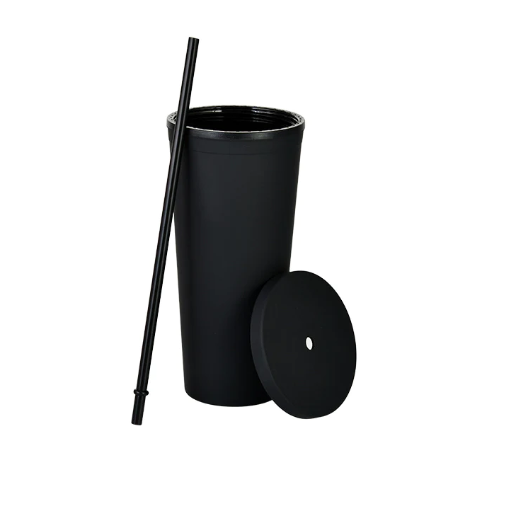 Acrylic Drinking Tumbler 450ml Solid Colored Matte Finish Cup & Straw